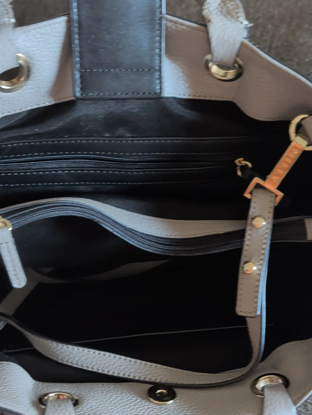 Milly Gray Pebbled Leather Tassel Satchel